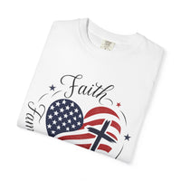 Load image into Gallery viewer, Faith Family Freedom American Flag Heart T-Shirt