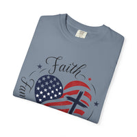 Load image into Gallery viewer, Faith Family Freedom American Flag Heart T-Shirt