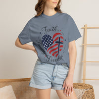Load image into Gallery viewer, Faith Family Freedom American Flag Heart T-Shirt